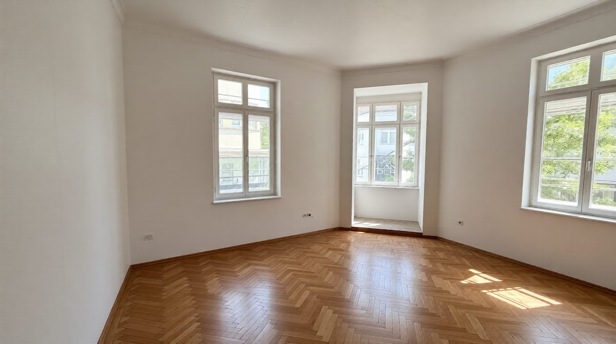 Visualisierung Obergeschoss nach Umbau — Zimmer mit Parkett